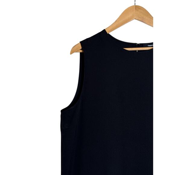 Theory Women’s Sleeveless Straight Shell Blouse Black Stretch Silk, NWT Size XL - Picture 5 of 10